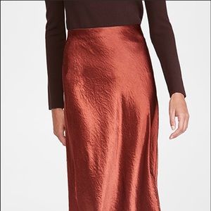 VINCE Asymmetrical Satin Midi Slip Skirt S/M